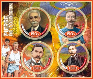 Stamps. Olympic games. Pierre De Coubertin  2019 year 1+1 sheets perforated