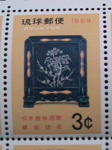 ​RYUKYU-1969 SC #182  INK SLAB SCREEN-MNH-IMPRINT BLOCK OF 8-VERY FINE