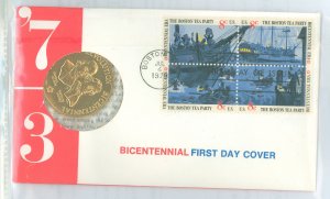 US 1480-83 1973 Bicentennial FDC & comm medal