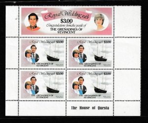 St VINCENT SCOTT#211 $3 ROYAL WEDDING SHEET - MNH