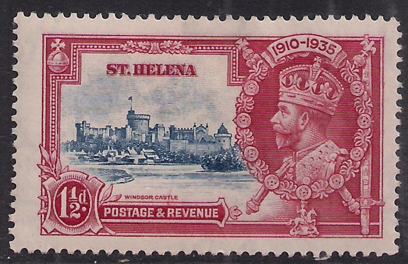 St Helena 1935 KGV 1 1/2d Blue & Carmine Silver Jubilee  MM SG 124 ( D1386 )