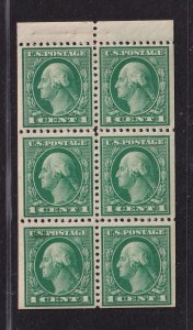 1917 Sc 498e MNH 1c green, nice OG booklet XF pane of 6 (RR