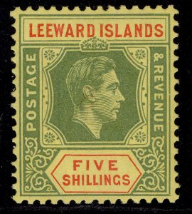 LEEWARD ISLANDS GVI SG112, 5s green & red yellow, LH MINT. Cat £50. CHALKY