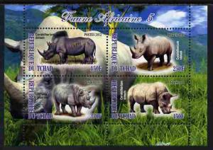 Chad 2012 African Fauna #05 perf sheetlet containing 4 va...