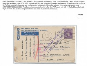 Goole, GB to British POW at Japanese Tokyo #7 Despatch Camp, Tokyo 1945 (C5388)