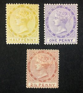 MOMEN: DOMINICA SG #4-6 P14 CROWN CC 1879 MINT OG H £290 LOT #68421*