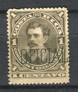 COSTA RICA; 1889 early classic OFFICIAL Optd. issue Mint hinged 1c. value