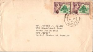 Gilbert and Ellice Islands 1d KGVI Pandanus (2) 1951 Post Office, Abaiang to ...