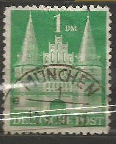 GERMANY, 1948, used 1m yellow grn, Lubeck Scott 658