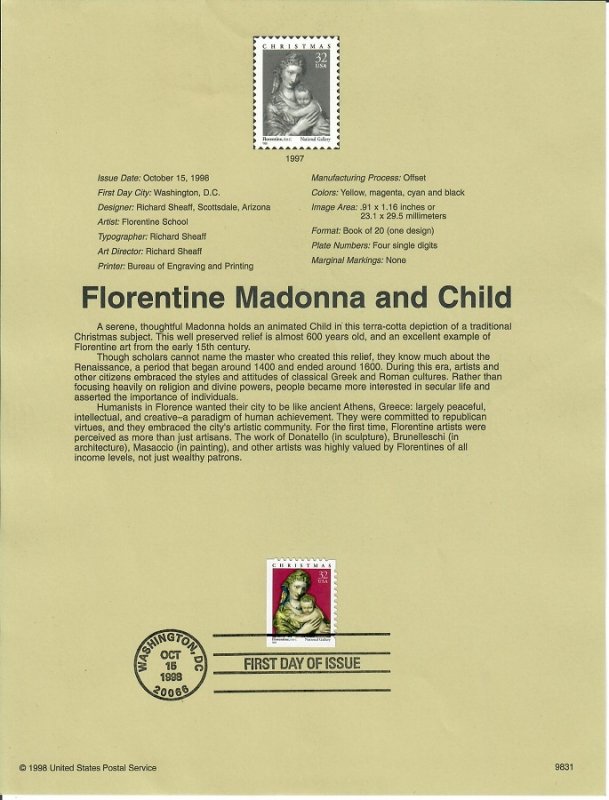 US SP1284 Madonna and Child Souvenir Page #3244