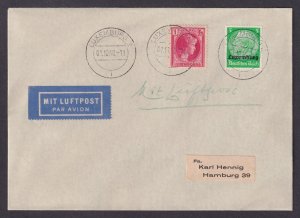 LUXEMBOURG 1940, Air mail cover, mixed postage canceled Oct 1st, RARE! WWII