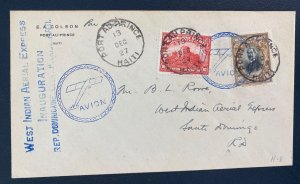 1927 Port Au Prince Haiti First Flight Airmail Cover FFC To Santo Domingo Domini