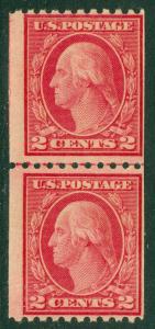 EDW1949SELL : USA 1916 Scott #487 Line pair Mint NH PO Fresh PSAG Cert. Cat $275 