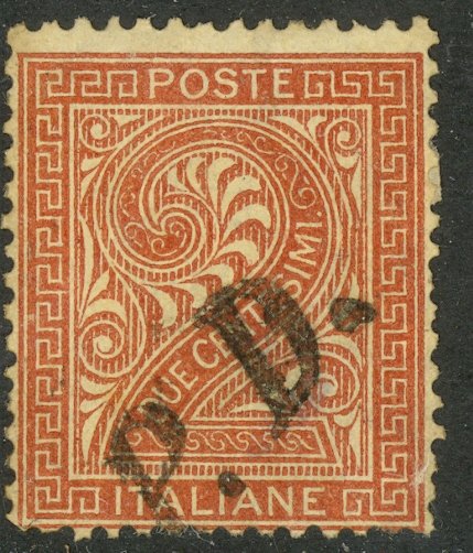 ITALY 1863-77 2c Numeral of Value Issue Sc 25 Used with PD Instructional Marking