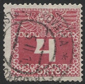 AUSTRIA 1910  4h Postage Due Sc J36, used  F-VF, light postmark