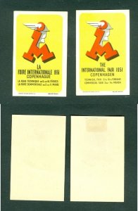 Denmark. 1951. 2 Poster Stamp. MH The Industrial Fair Forum,Copenhagen. Fr.En