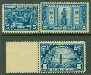 EDW1949SELL : USA 1920-25 Scott #550, 616, 619 All Fresh & VF, Mint NH. Cat $147