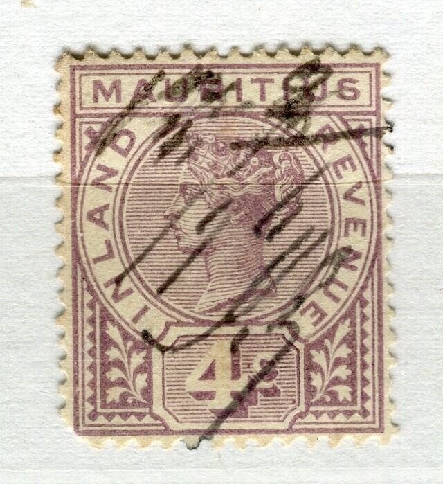 MAURITIUS; 1880s early classic QV Inland Revenue issue used 4c. value