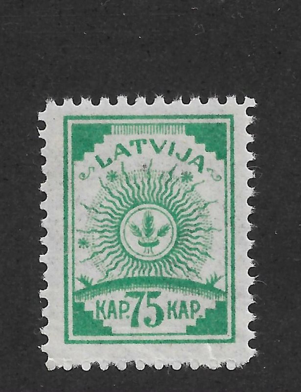 Latvia 1919, Coat of Arms, 75k, Pelure paper, Scott # 24, VF MNH**OG 