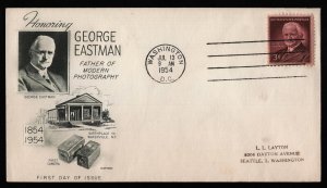 #1062 3c George Eastman, 2nd Day-Washington DC **ANY 5=FREE SHIPPING**