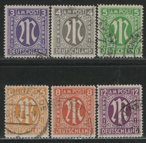 Germany AM Post Scott # 3N2b - 3N8b, used