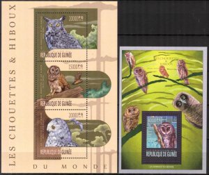 Guinea 2013 Birds Owls Sheet + S/S MNH