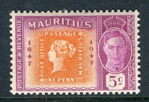 MAURITIUS; 1947 early GVI issue fine Mint hinged Shade of 5c. value