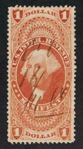 UNITED STATES (US) R72c USED F-VF PERF $1 MANIFEST