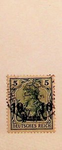 GERMAN OFFICES IN TURKEY Sc 43 USED ISSUE OF 1906 - 1p ON 5pf - LOT2