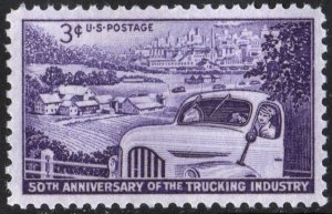 SC#1025 3¢ Trucking Industry, 50 Years Single (1953) MNH