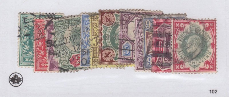 #127-138 up to one shilling used - Cat$337 Edward Great Britain