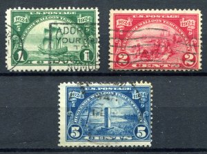 US 1924. Huguenot-Walloon issue. Set of 3. Used. Sc#614-616.