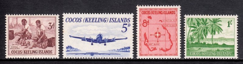 Cocos Islands - Scott #1//4 - Short set - MNH - Glazed gum - SCV $11