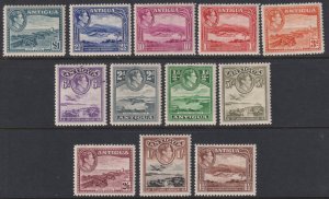 1938 - 1951 Antigua KGVI complete set of twelve ML-MH Sc# 84 / 95 CV $71.30