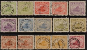 PAPUA 1911 Lakatoi monocolour set ½d-2/6 with extra shades.