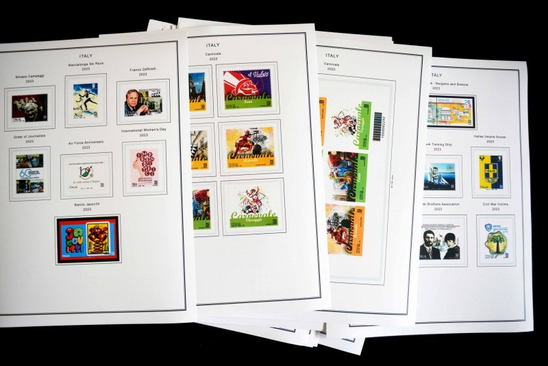 COLOR PRINTED ITALY 2021-2023 STAMP ALBUM PAGES (50 illustrated pages)