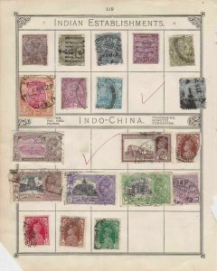 Indo-China Indian Establishments & India Stamps on Album Page ref R 18971