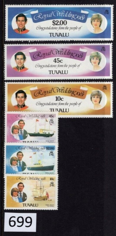 $1 World MNH Stamps 699 Tuvalu 157-162 Royal Wedding set of 6