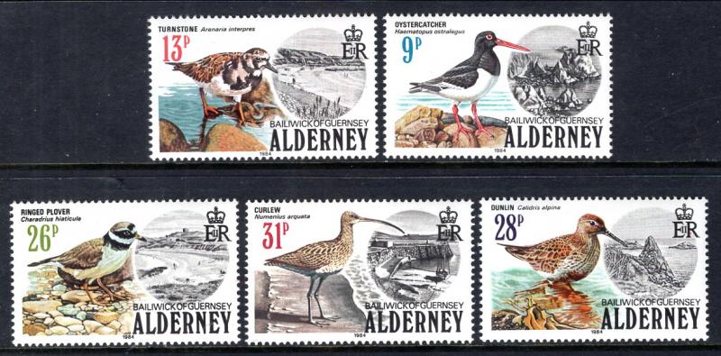 Alderney 13-17 Birds MNH VF