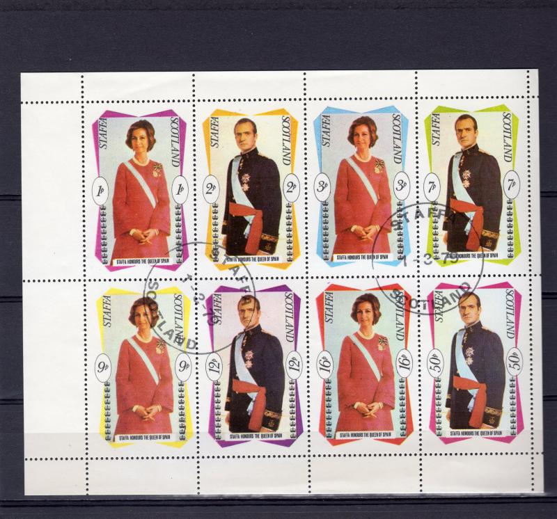 Staffa 1979 King and Queen of Spain Sheetlet (8) Perforated Fine Used