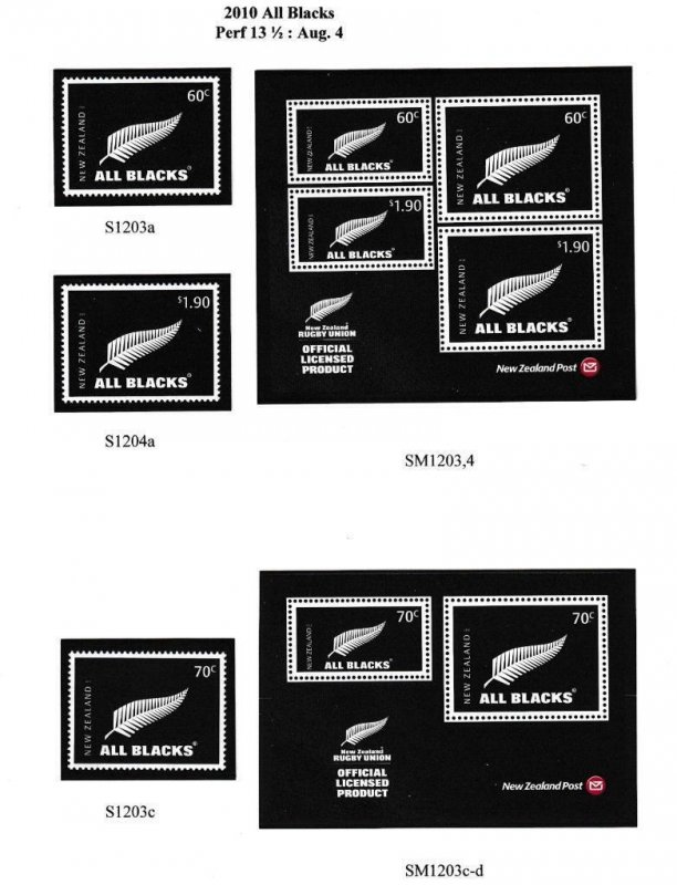 NEW ZEALAND THE ALL BLACKS S/SHEETS AND SETS ALL POST OFFICE FRESH