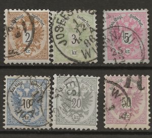 Austria 41-46 Mi 44-49a Used VF 1883 SCV $85.70 (jr)