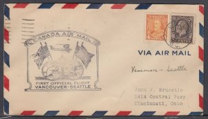 Canada FFC - Oct 1, 1935 Vancouver, BC to Seattle, WA
