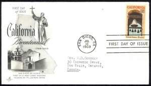 USA Sc# 1373 (ArtCraft) FDC (e) (San Diego, CA) 1969 7.16 California