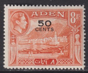 1951 Aden 50 cents on 8 Annas surcharge issue MLMH Sc# 41 CV: $1.50