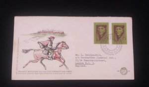 C) 1969, NETHERLANDS. FDC ERASMUS ASMUS ON HORSE, WITH TYPEDED ADDRESS, DOUBLE