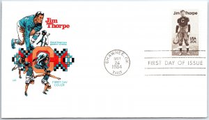 U.S. FIRST DAY COVER JIM THORPE FAMOUS AMERICAN FOOTBALL ATHLETE HF CACHET 1984