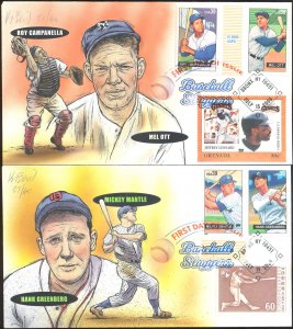 #4080-83 Baseball Sluggers Bevil - H & M FDC Set