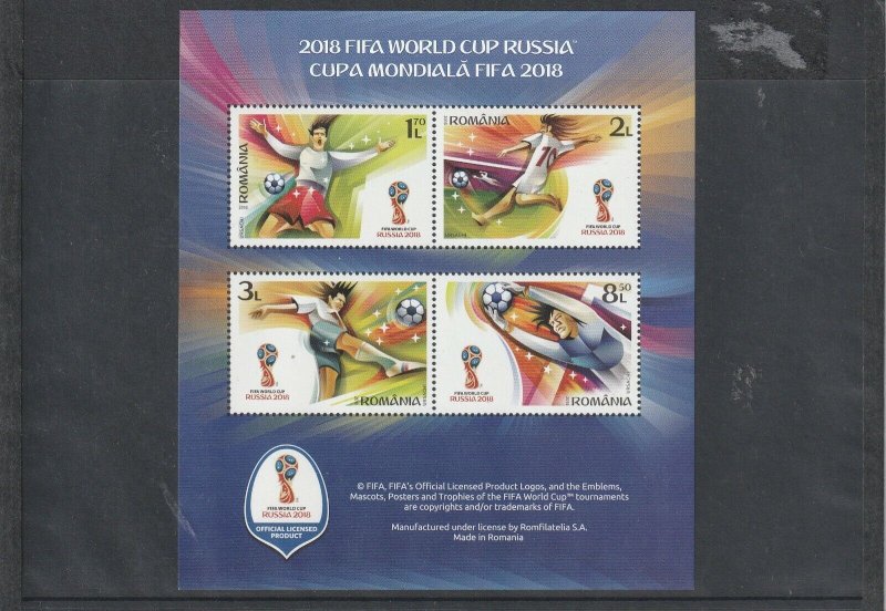 2018 ROMANIA STAMPS RUSSIA WORLD CUP FOOTBALL MS MNH