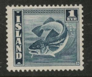 ICELAND Scott 217a MH* 1939 perf 14x13.5 Codfish stamp 